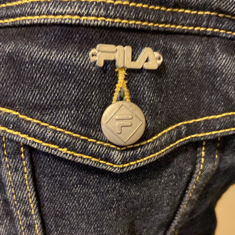 Fila Jean Jacket w/Colorful Back Zip & Button Front 2 Pockets Pristine LG - Picture 3 of 16
